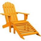 Garden Adirondack Chair with Ottoman Solid Fir Wood Orange
