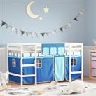 Kids' Loft Bed with Curtains Blue 80x200cm Solid Wood Pine
