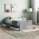 Bed Frame with Headboard and Footboard Concrete Grey 75x190 cm Small Single