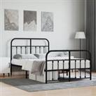 Metal Bed Frame with Headboard and Footboard Black 120x190 cm Small Double