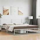 Metal Bed Frame with Headboard White 180x200 cm Super King
