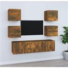 6 Piece TV Cabinet Set Smoked Oak Engineered Wood