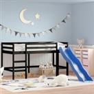 Kids' Loft Bed with Slide Black 80x200 cm Solid Wood Pine
