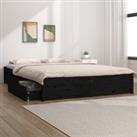 Bed Frame with Drawers Black 140x200 cm