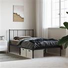 Metal Bed Frame with Headboard Black 90x200 cm
