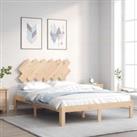 Bed Frame with Headboard Double Solid Wood