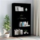 4-Tier Book Cabinet Black 80x24x142 cm Engineered Wood