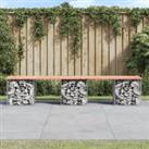Garden Bench Gabion Design 203x44x42 cm Solid Wood Douglas