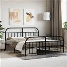 Metal Bed Frame with Headboard and Footboard Black 183x213 cm