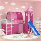Kids' Loft Bed with Tower Pink 90x200 cm Solid Wood Pine