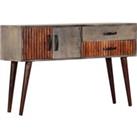 Console Table Grey 120x35x75 cm Solid Rough Mango Wood
