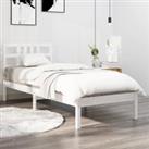 Bed Frame White Solid Wood 90x200 cm