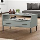 Coffee Table with Metal Legs Grey 85x50x45 cm Solid Wood OSLO