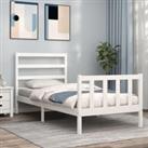 Bed Frame with Headboard White 90x190 cm Single Solid Wood