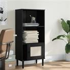 Bookcase SENJA Rattan Look Black 60x35x130 cm Solid Wood Pine