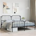 Metal Bed Frame with Headboard and Footboard Black 180x200 cm Super King