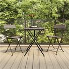 Folding Bistro Chairs 2 pcs Grey Poly Rattan and Steel