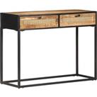 Console Table 100x35x75 cm Rough Mango Wood and Natural Cane
