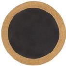 Area Rug Braided Black & Natural 150 cm Jute & Cotton Round