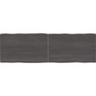 Table Top Dark Grey 160x50x(2-4) cm Treated Solid Wood Live Edge