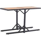Garden Table Black Solid Acacia Wood and Poly Rattan