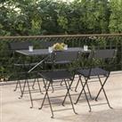 Folding Bistro Chairs 4 pcs Black Poly Rattan and Steel