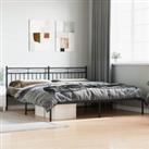 Metal Bed Frame with Headboard Black 200x200 cm