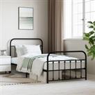 Metal Bed Frame with Headboard and Footboard Black 100x200 cm