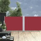 Retractable Side Awning Red 120x1000 cm