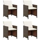 Garden Dining Chairs with Cushions 4 pcs Brown Poly Rattan