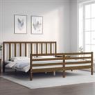 Bed Frame with Headboard Honey Brown 200x200 cm Solid Wood