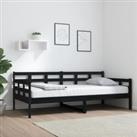 Day Bed Black Solid Wood Pine 90x190 cm
