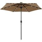 Parasol with LED Lights and Aluminium Pole 270 cm Taupe
