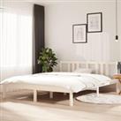 Bed Frame White Solid Wood 150x200 cm King Size