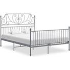 Bed Frame Grey Metal 160x200 cm