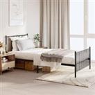 Metal Bed Frame with Headboard and Footboard Black 100x200 cm