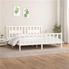 Bed Frame with Headboard White Solid Wood Pine 200x200 cm