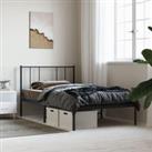 Metal Bed Frame with Headboard Black 100x200 cm