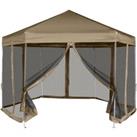 Hexagonal Pop-Up Marquee with Sidewalls 3.6x3.1 m Taupe 220g/m