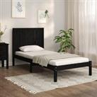 Bed Frame Black Solid Wood Pine 90X190 cm Single