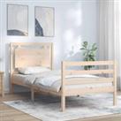 Bed Frame with Headboard Small Single Solid Wood