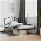 Metal Bed Frame with Headboard Black 100x190 cm