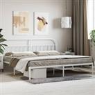 Metal Bed Frame with Headboard White 200x200 cm