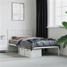 Metal Bed Frame with Headboard White 90x190 cm Single