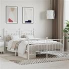 Metal Bed Frame with Headboard and Footboard White 140x200 cm
