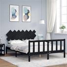 Bed Frame with Headboard Black 140x200 cm Solid Wood