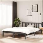 Bed Frame Grey Solid Wood 135x190 cm Double
