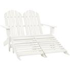 2-Seater Garden Adirondack Chair&Ottoman Fir Wood White