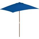 Outdoor Parasol with Wooden Pole Blue 150x200 cm