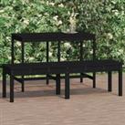 2-Seater Garden Bench Black 159.5x44x45 cm Solid Wood Pine
